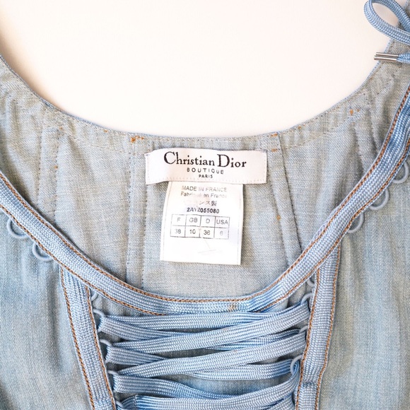 Dior Blue Corset Lace Up Denim Top - Picture 6 of 6